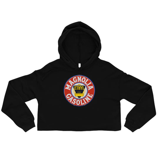 Retro Tin Gas Sign Magnolia Crop Hoodie