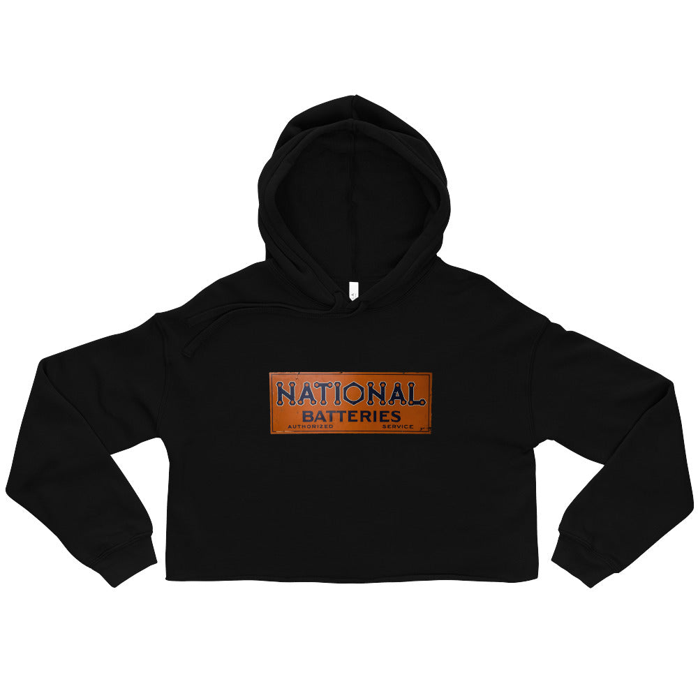 Retro National Battery Sign Patina Style Crop Hoodie