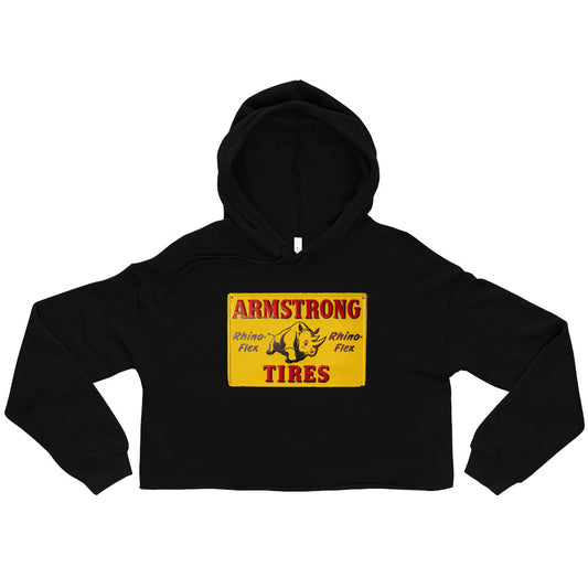 Retro Rhino Tire Sign Tin Style Crop Hoodie