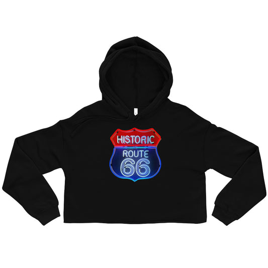 Vintage Route 66 Neon Style Crop Hoodie