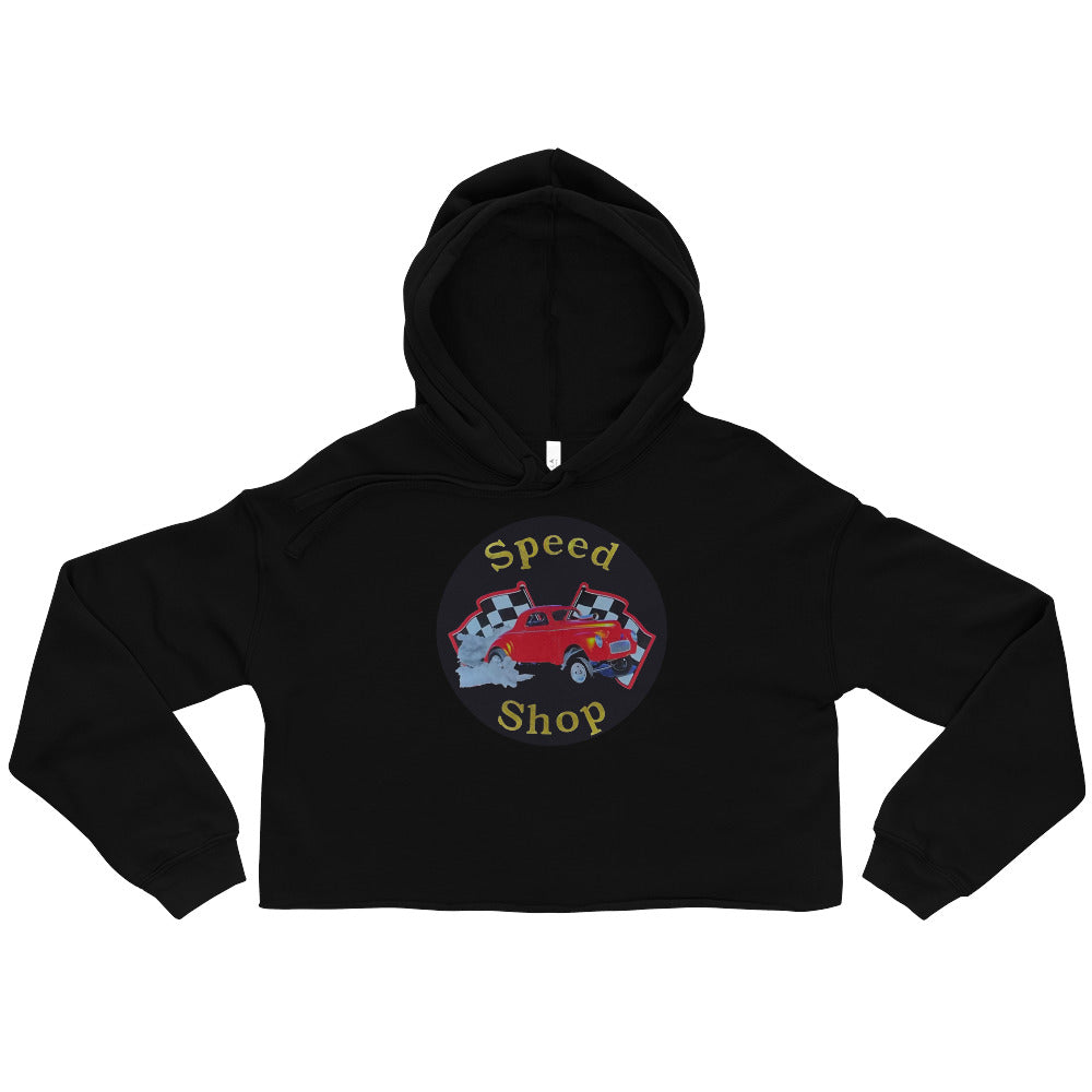 Retro Speed Shop Tin Style Crop Hoodie