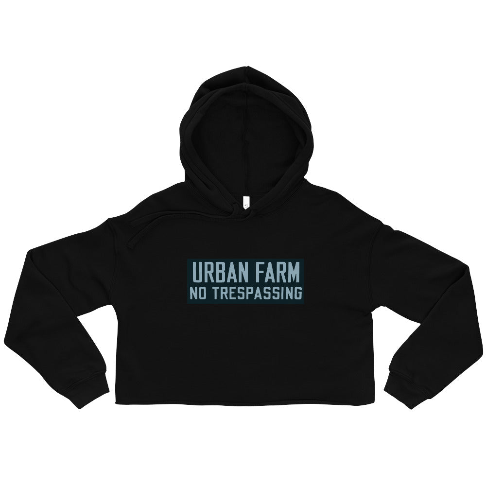 Retro Urban Farm Sign Porcelain Style Crop Hoodie