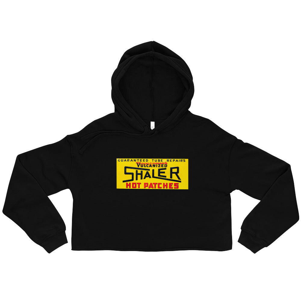 Retro Hot Oil Patch Sign Crop Hoodie