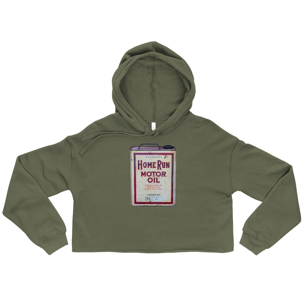 Vintage Home Run Oil Can Crop Hoodie