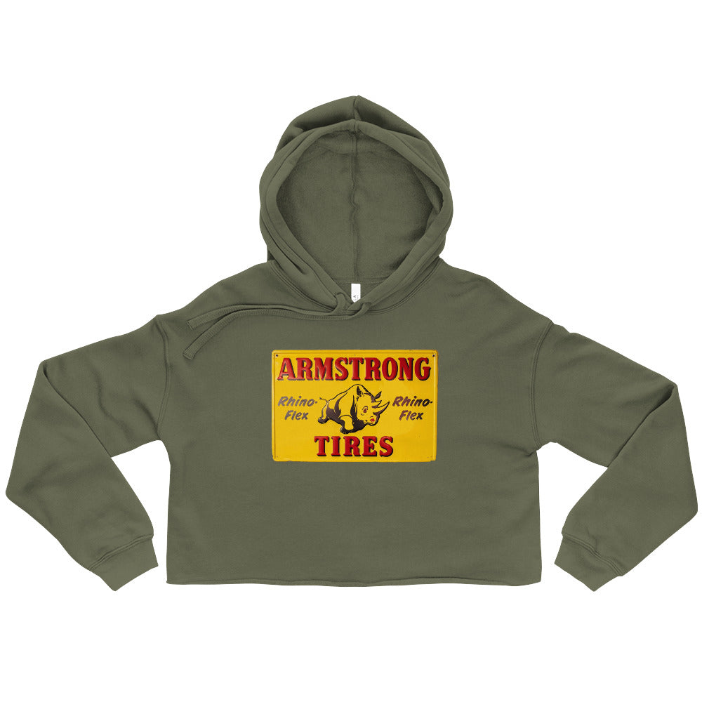 Retro Rhino Tire Sign Tin Style Crop Hoodie