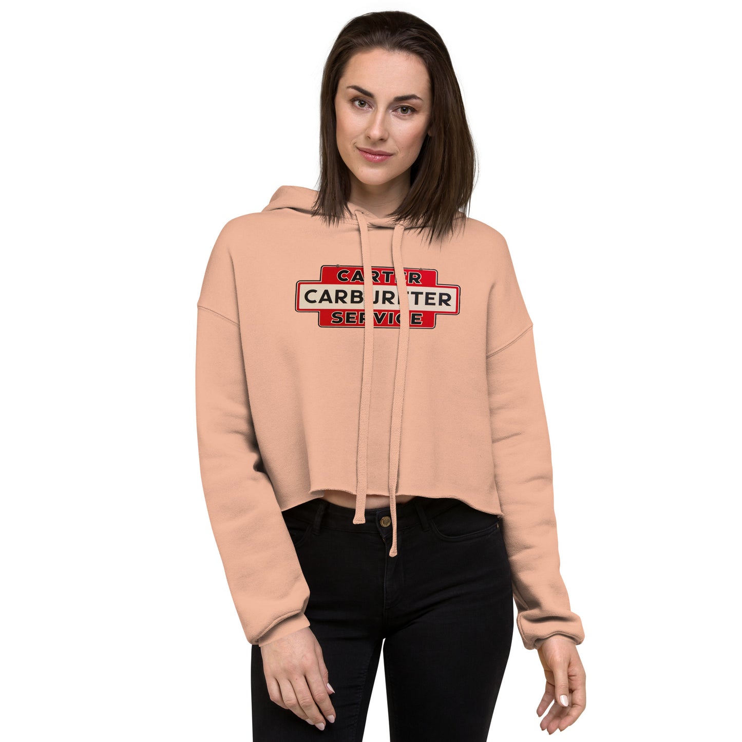 Carter Carbs Tin Style Shop Sign Crop Hoodie