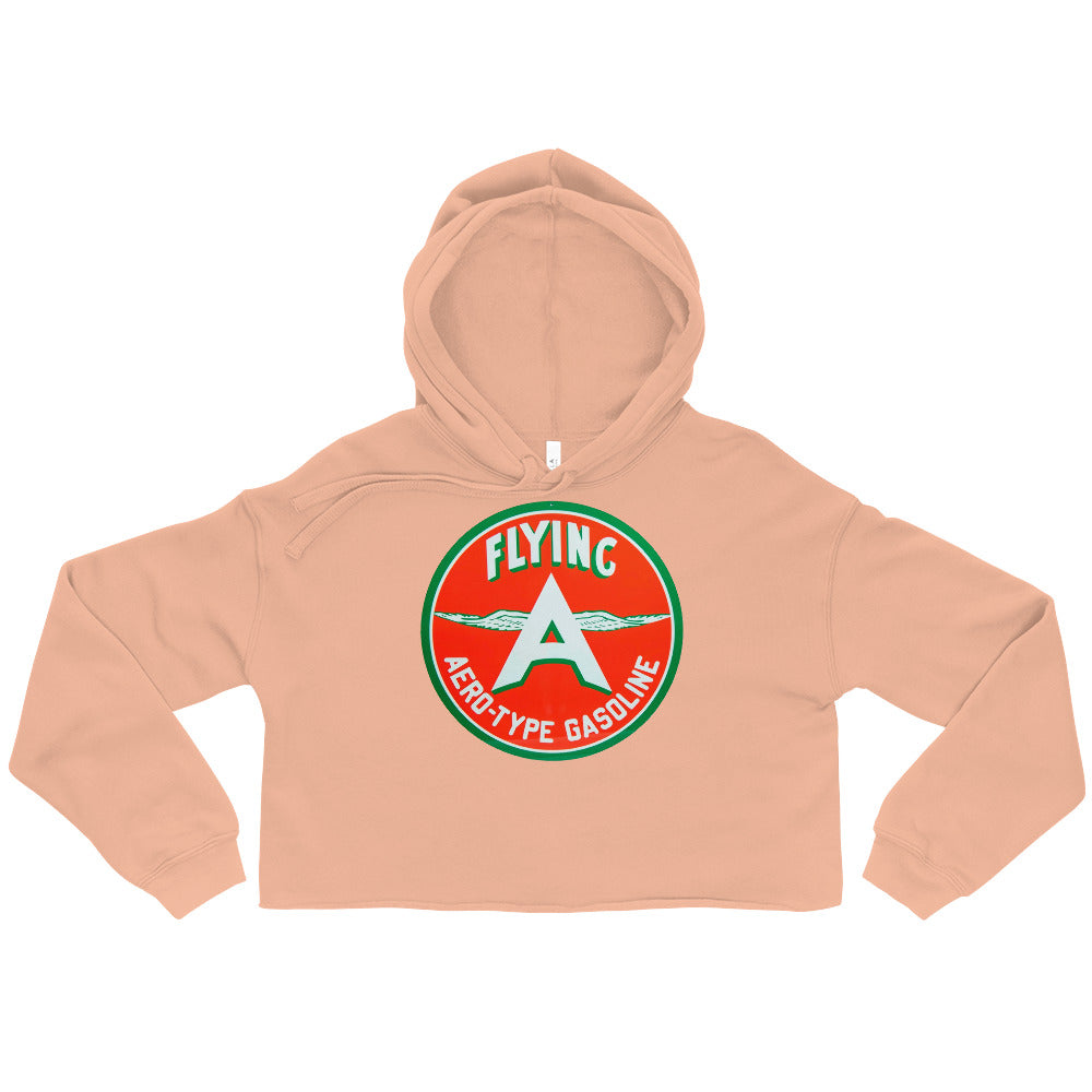 Vintage Flying A Porcelain Style Design Crop Hoodie