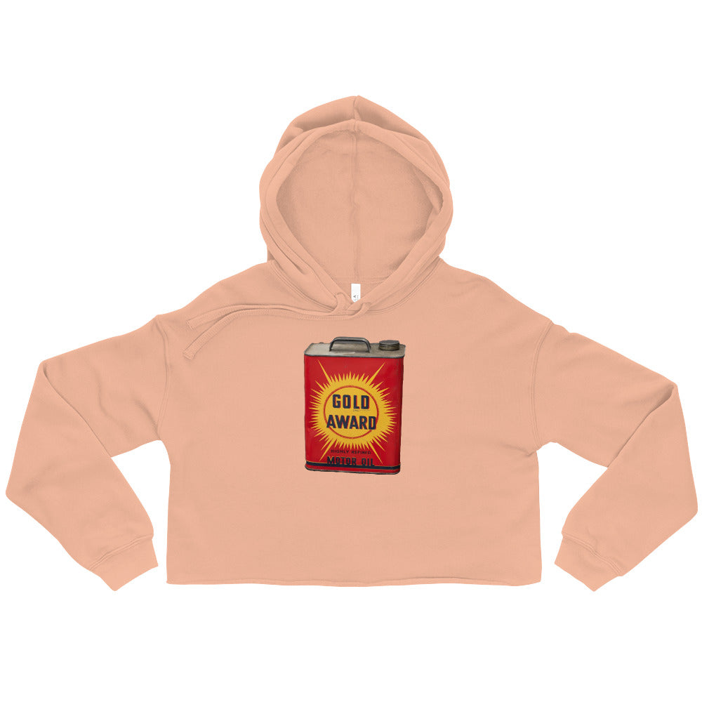 Retro Oil Can Design Crop Hoodie