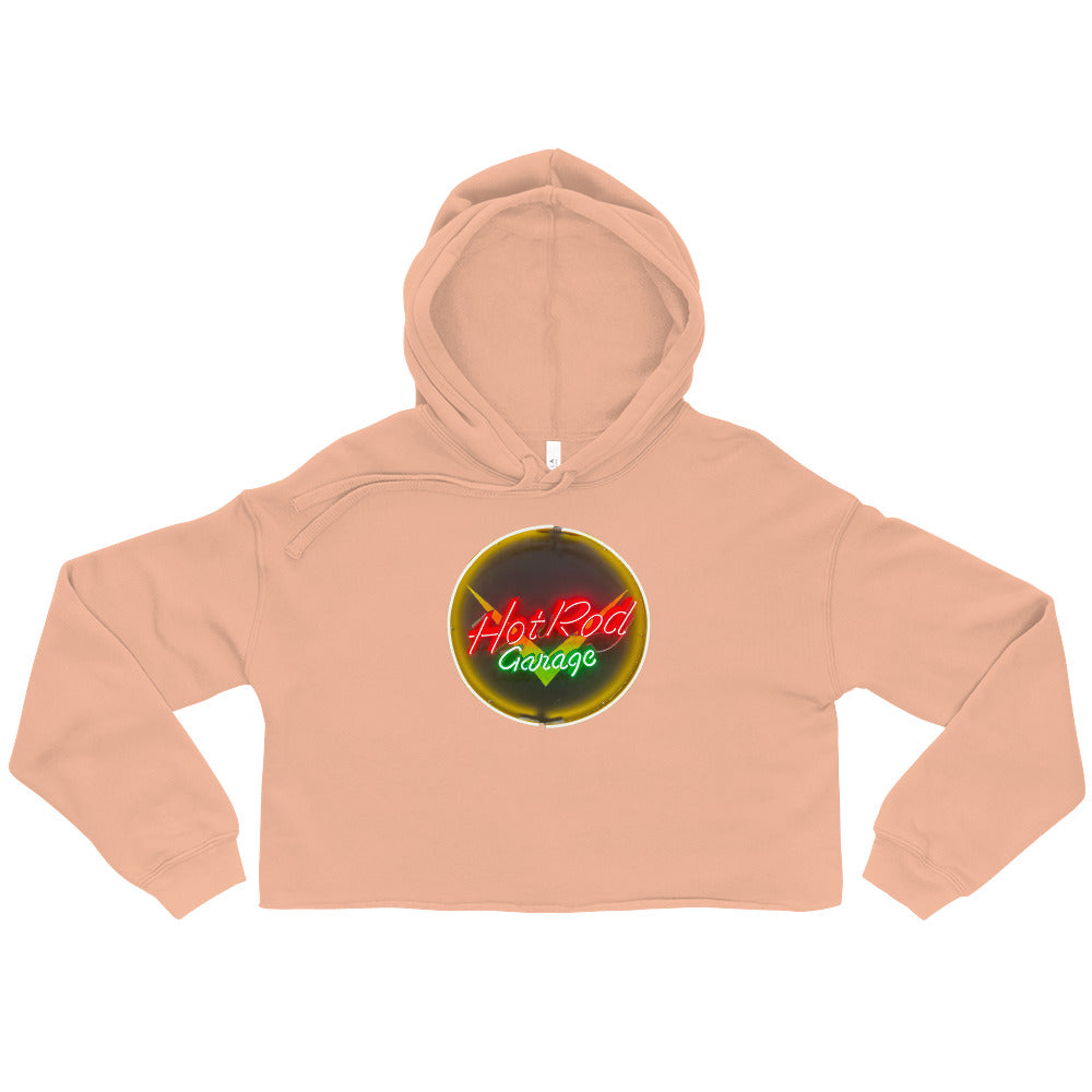 Hot Rod Garage Vintage Neon Sign Crop Hoodie