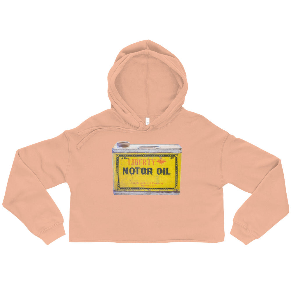 Vintage Patina Oil Can Crop Hoodie