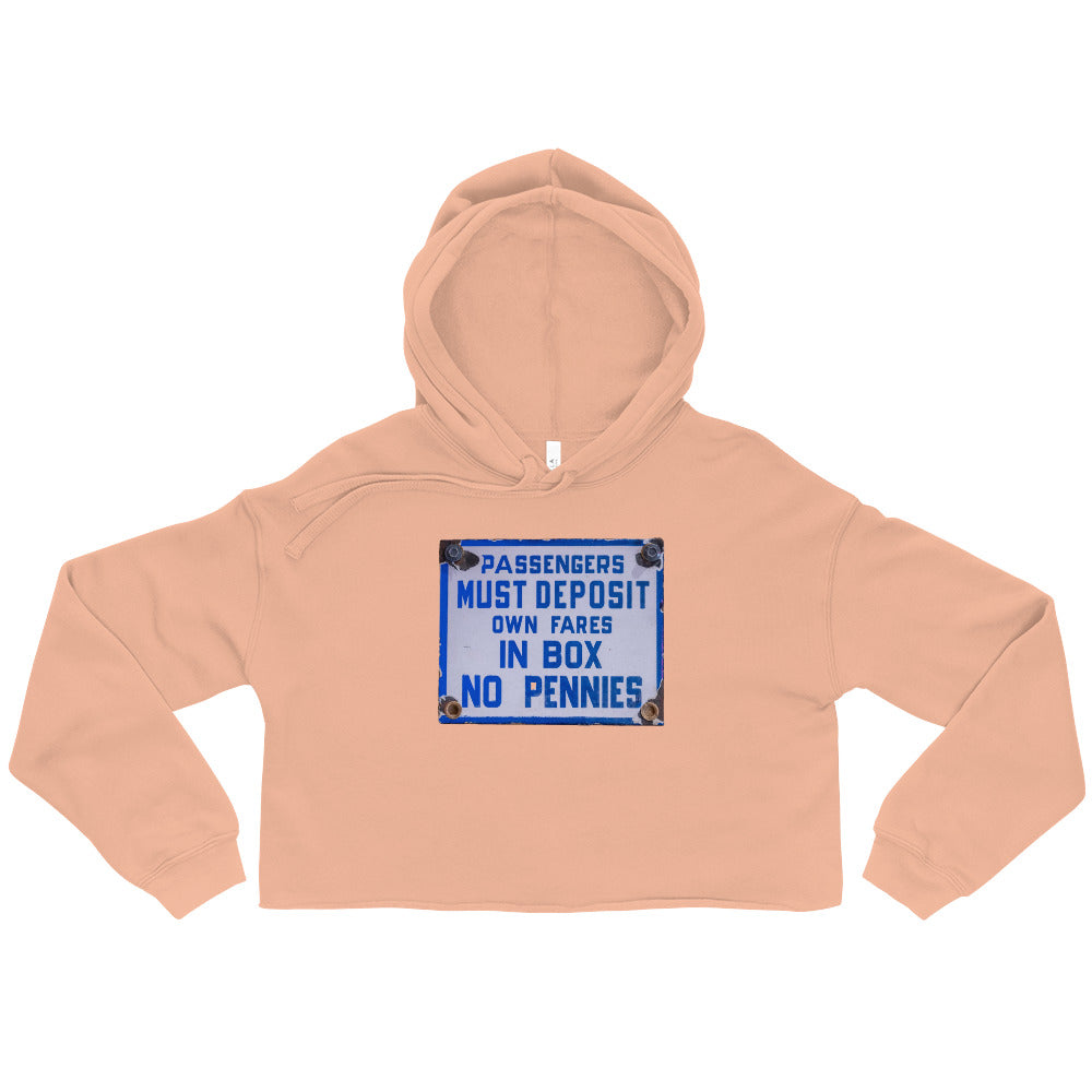 Vintage Passenger Fare Sign Crop Hoodie