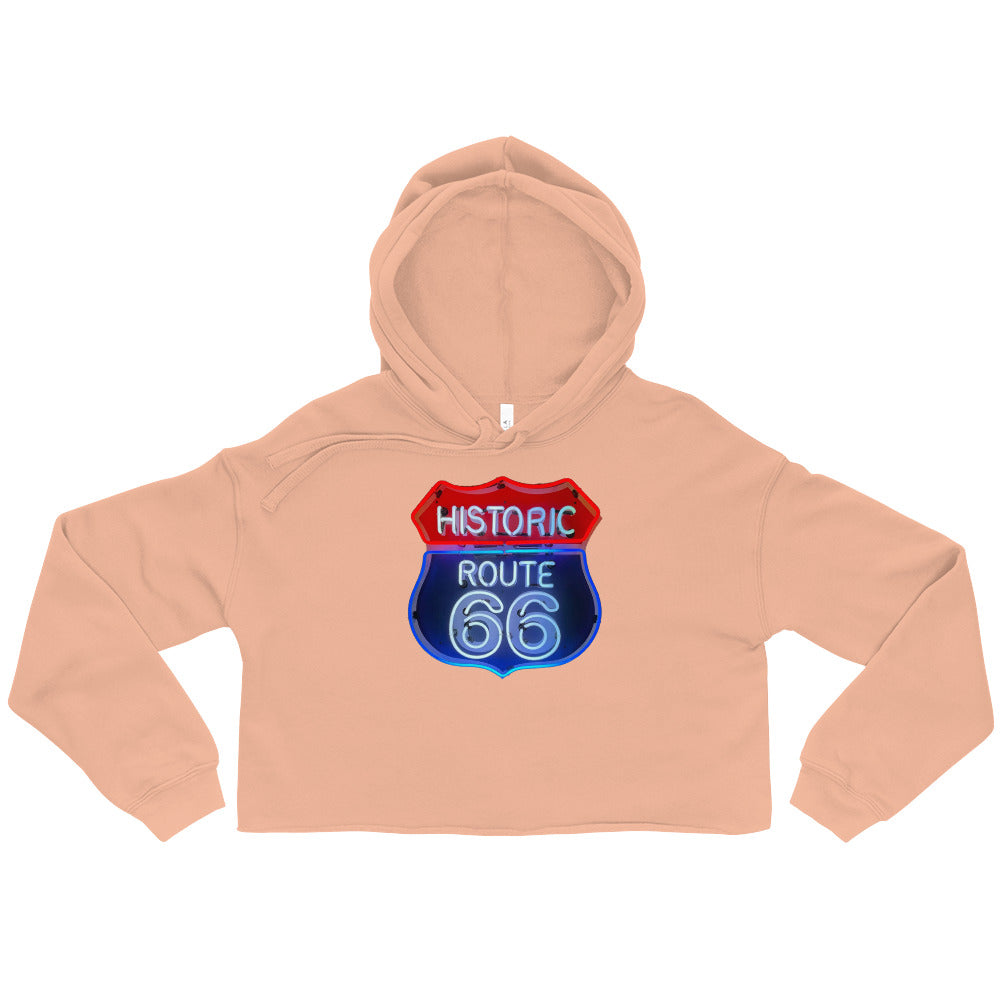 Vintage Route 66 Neon Style Crop Hoodie