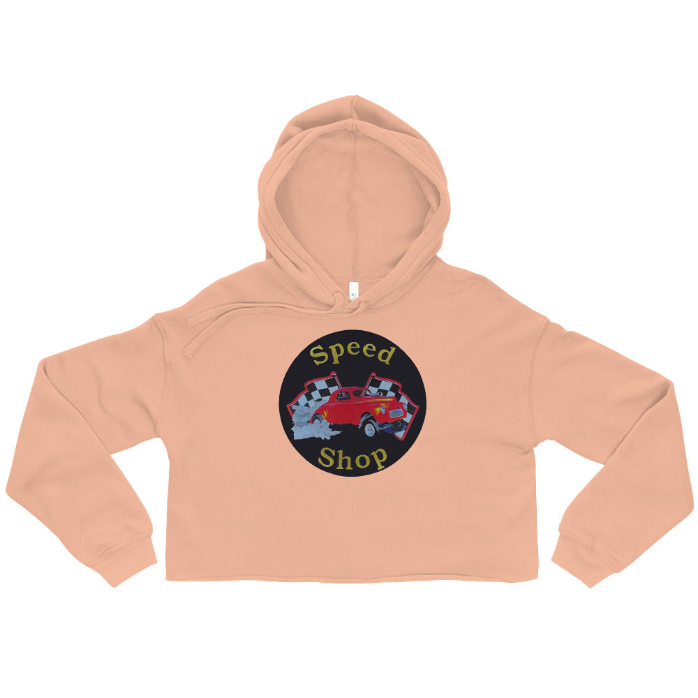 Retro Speed Shop Tin Style Crop Hoodie