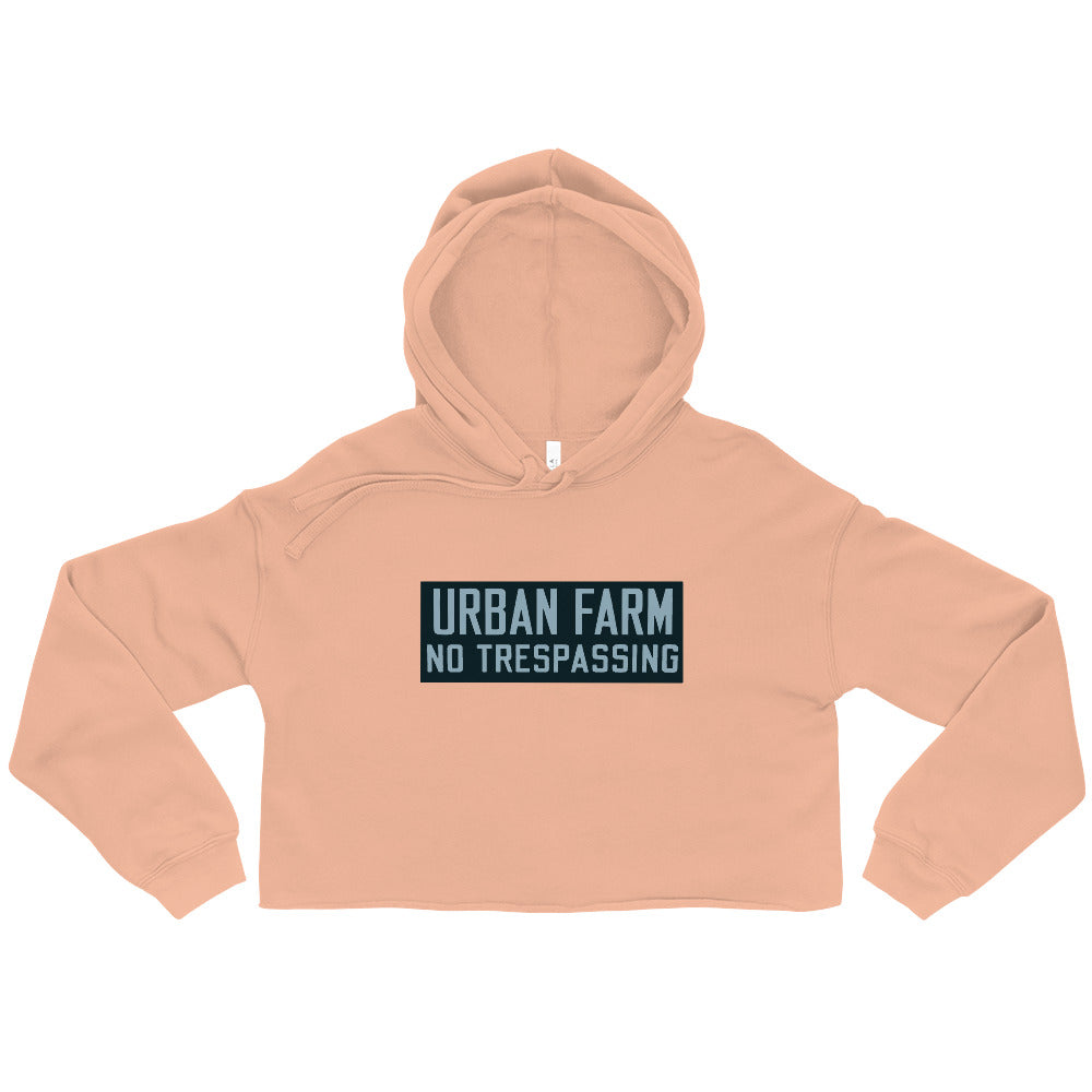 Retro Urban Farm Sign Porcelain Style Crop Hoodie