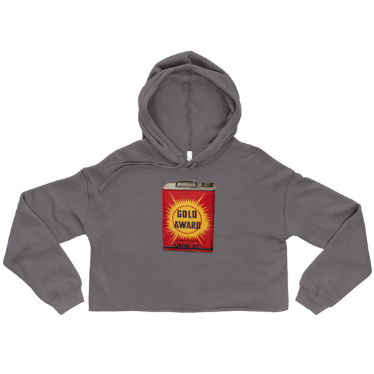 Retro Oil Can Design Crop Hoodie