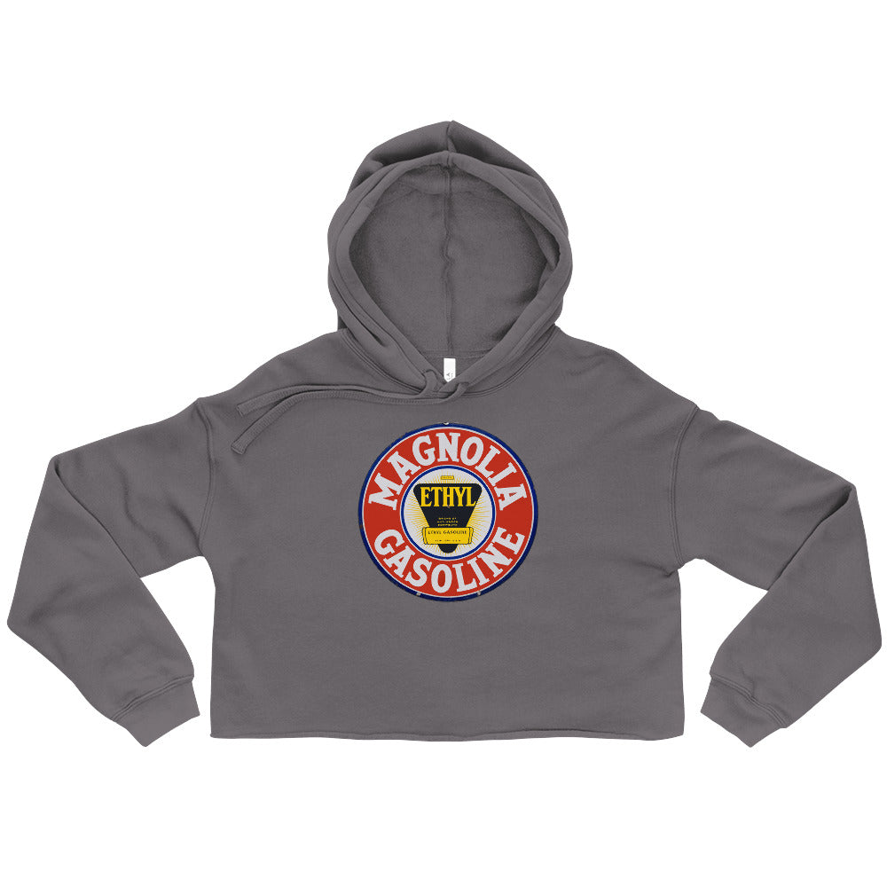 Retro Tin Gas Sign Magnolia Crop Hoodie