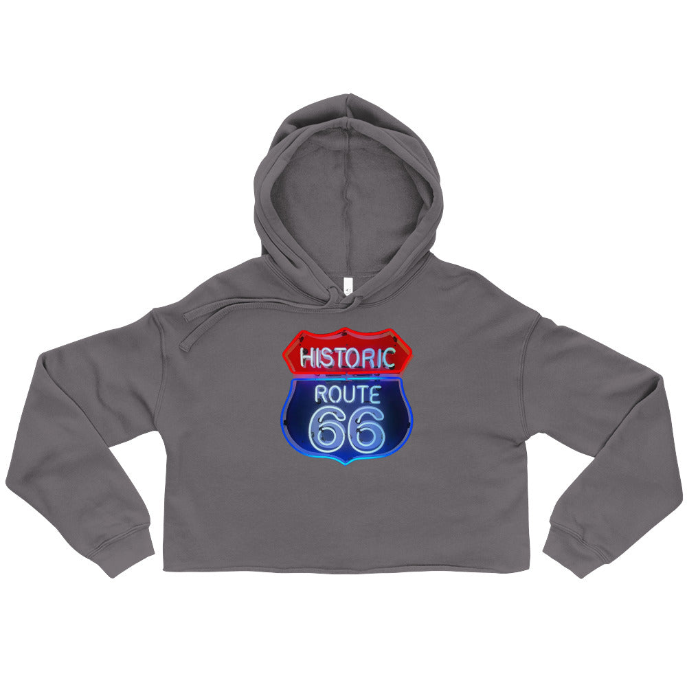 Vintage Route 66 Neon Style Crop Hoodie