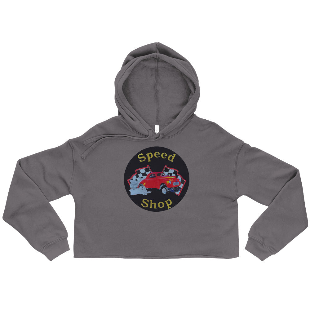 Retro Speed Shop Tin Style Crop Hoodie