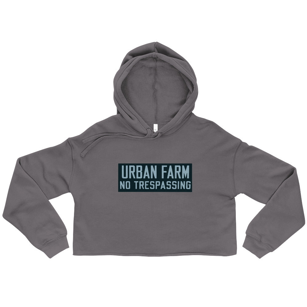 Retro Urban Farm Sign Porcelain Style Crop Hoodie