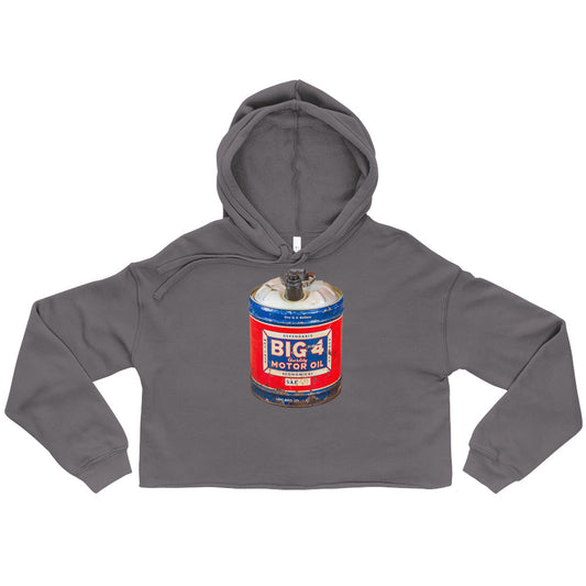 Vintage Motor Oil Steel Gallon Style Crop Hoodie