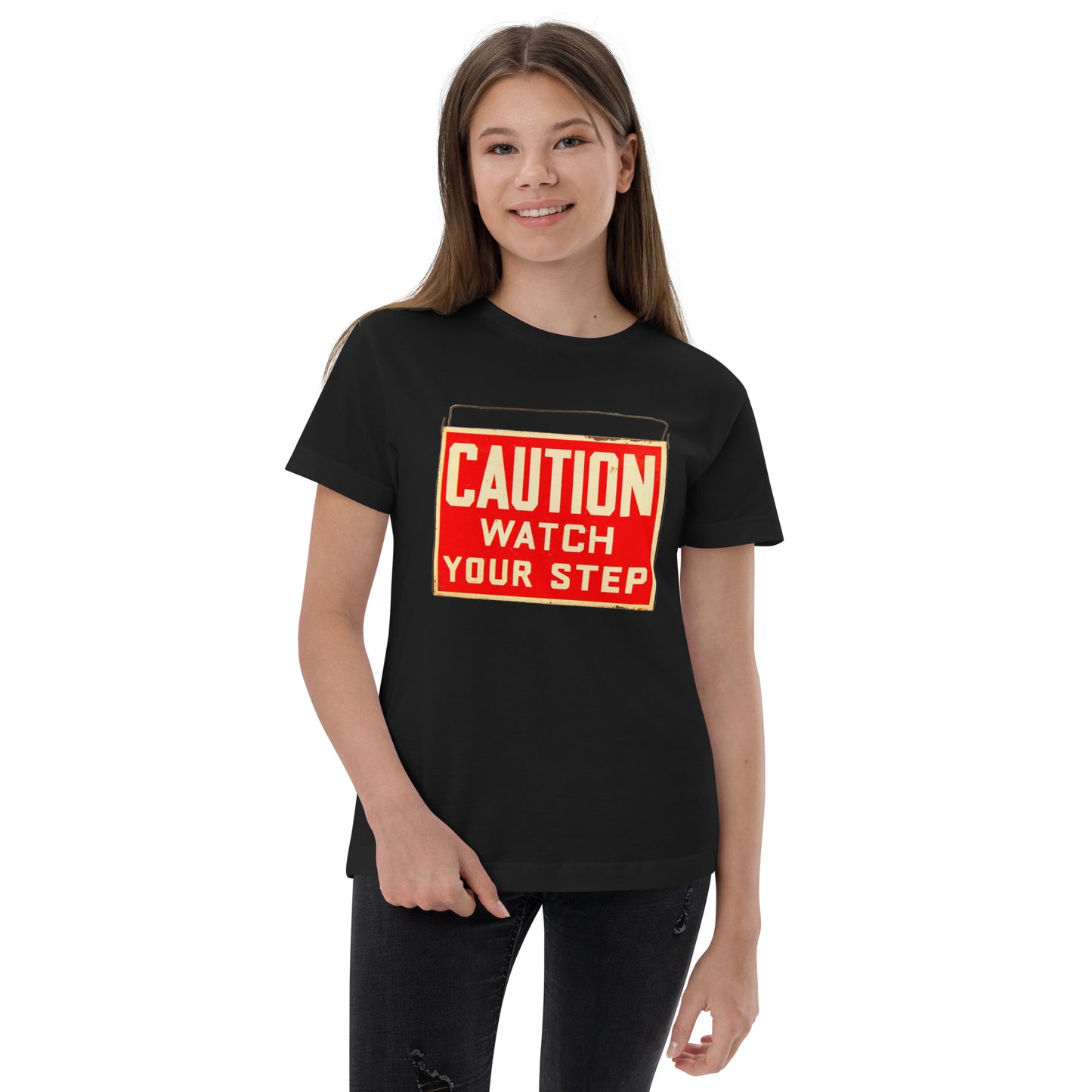 Vintage Wire Hung Caution Sign Youth jersey t-shirt