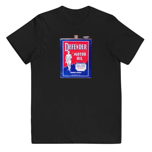 Vintage Defender Oil Steel Can Design Youth jersey t-shirt