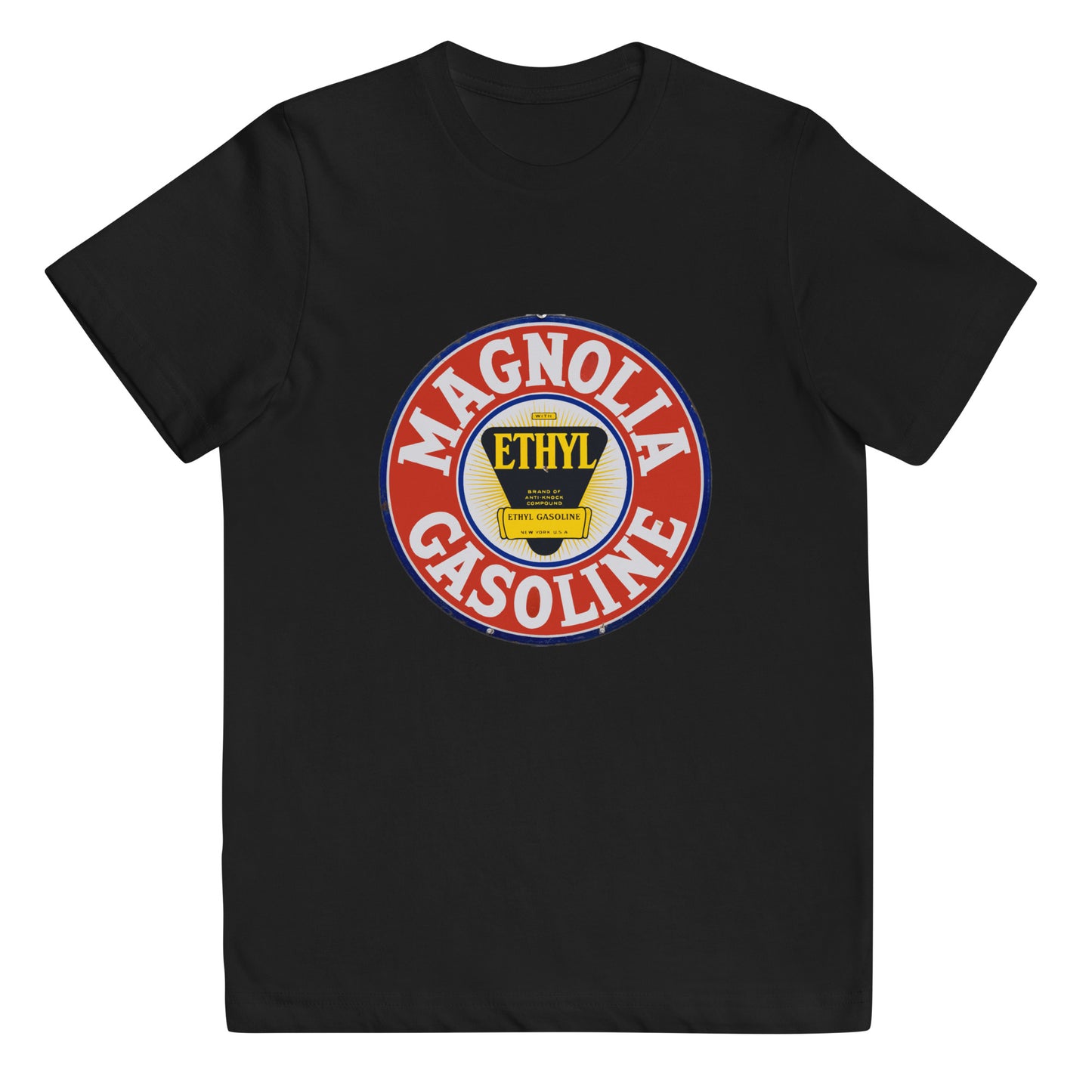 Retro Tin Gas Sign Magnolia Youth jersey t-shirt