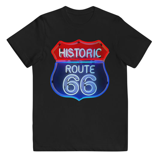 Vintage Route 66 Neon Style Youth jersey t-shirt