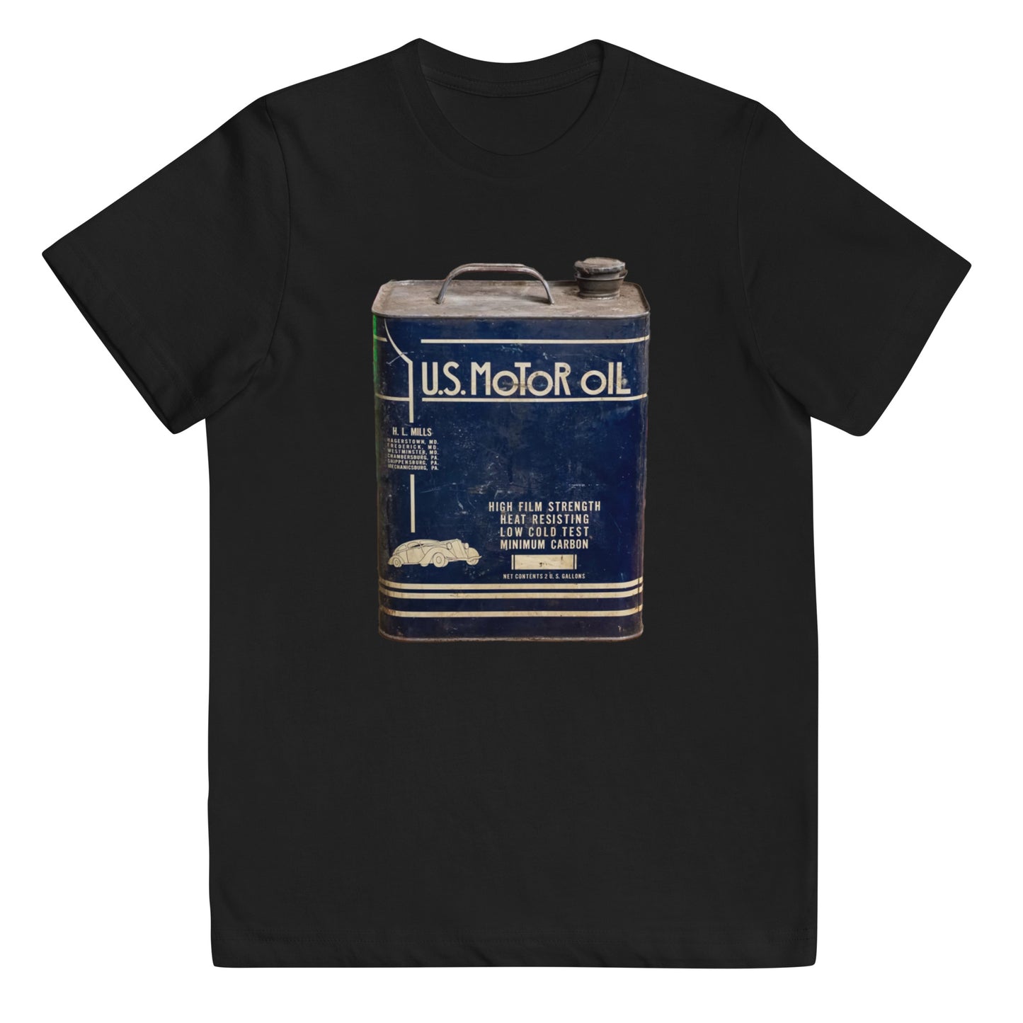 Vintage US Motor Oil Steel Gallon Style Youth jersey t-shirt