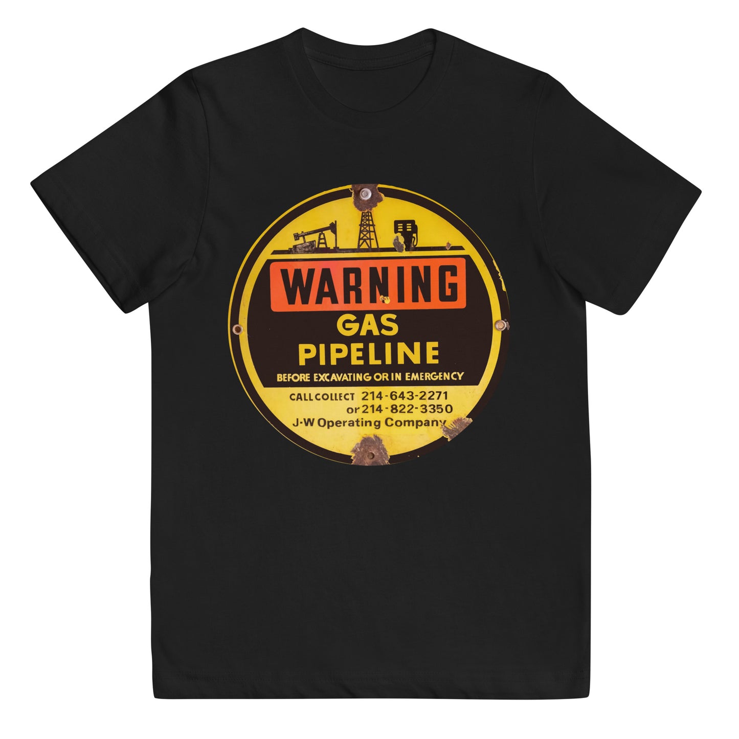 Retro Gas Warning Sign Tin Youth jersey t-shirt