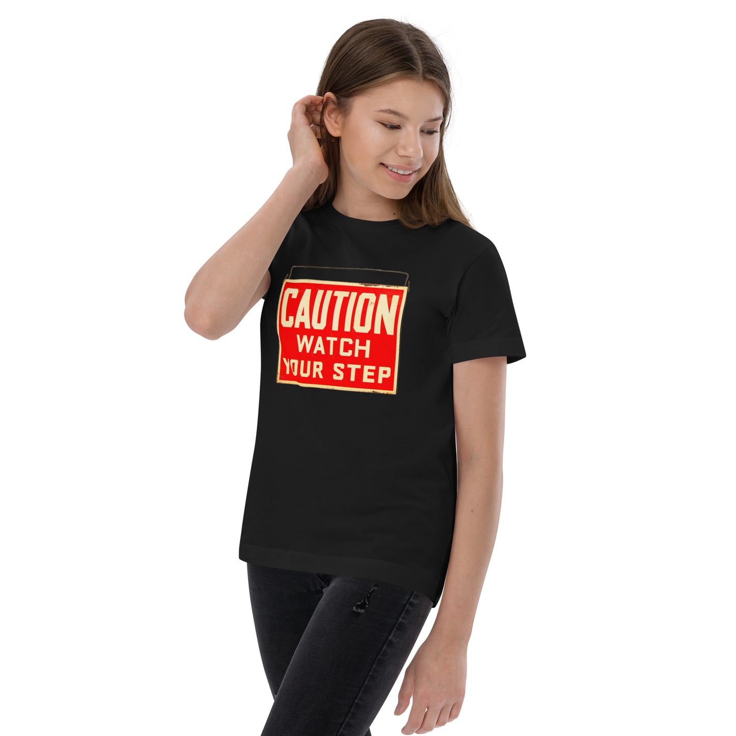 Vintage Wire Hung Caution Sign Youth jersey t-shirt