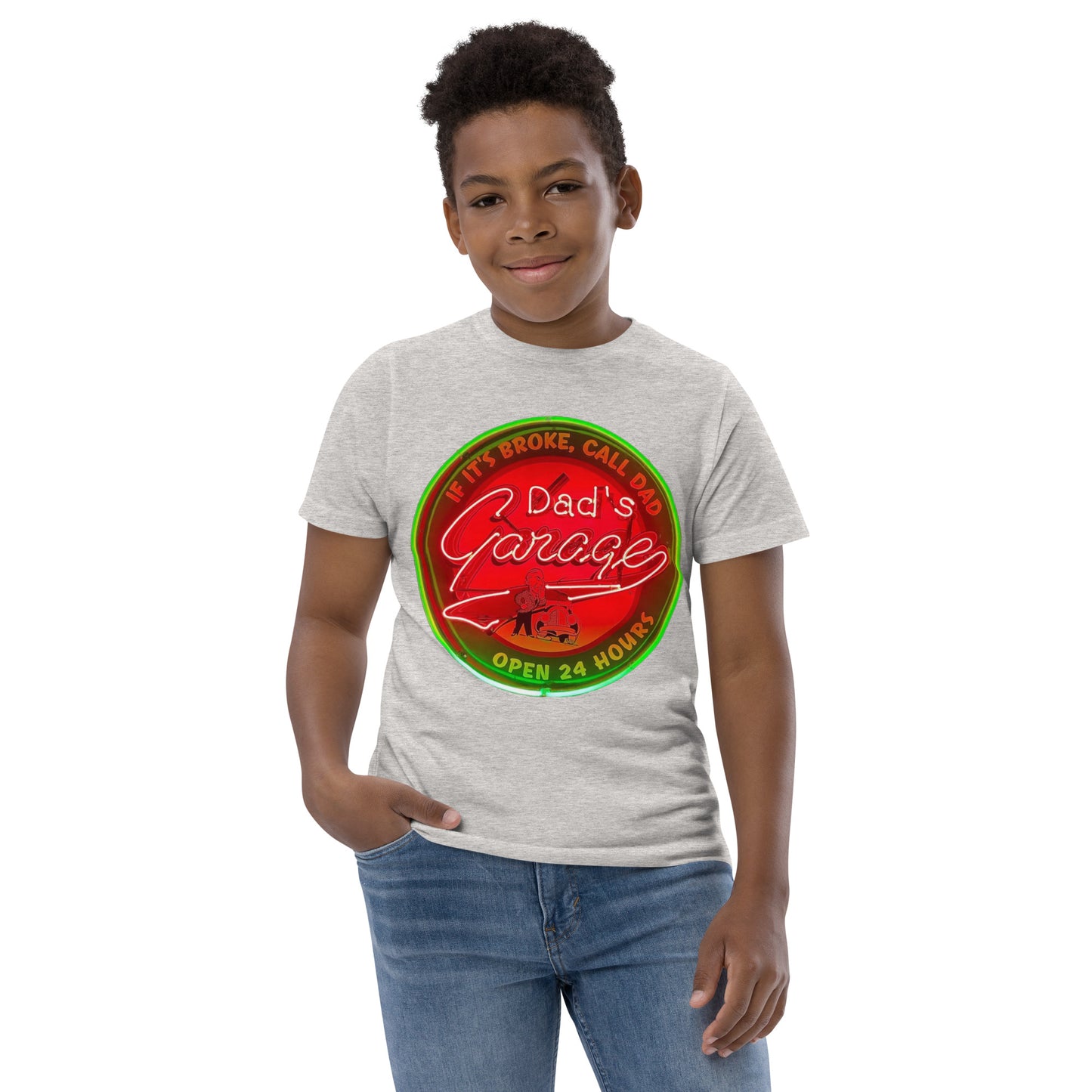 Dads Garage Retro Neon Sign Youth jersey t-shirt