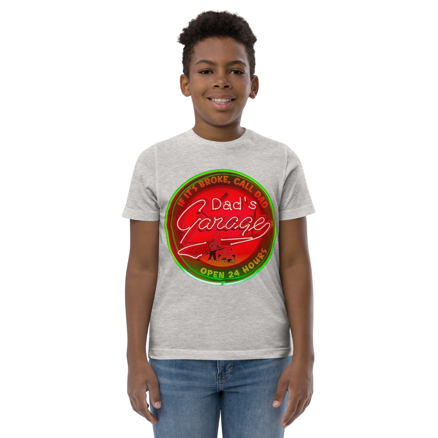 Dads Garage Retro Neon Sign Youth jersey t-shirt