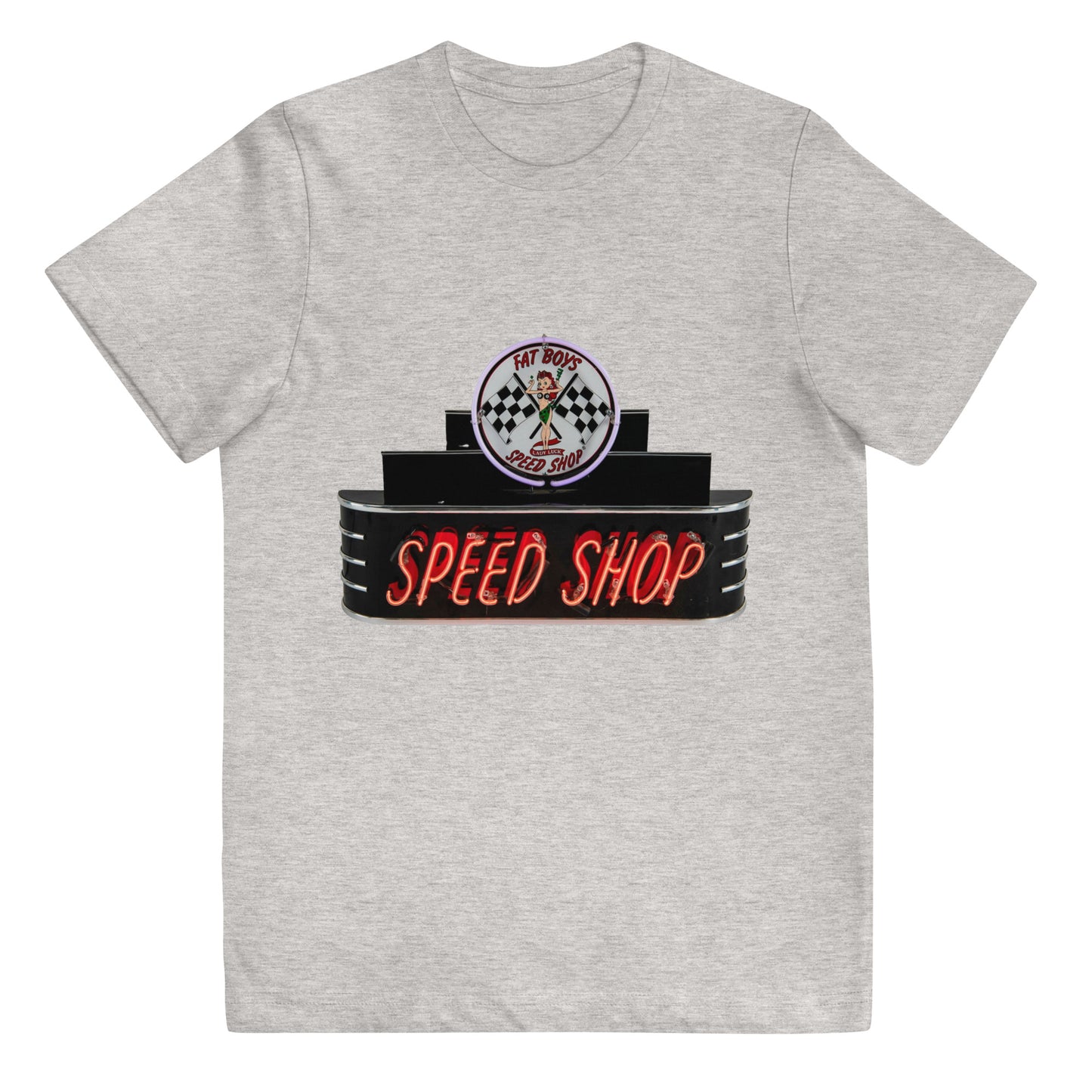 Vintage Neon Speed Shop Sign Youth jersey t-shirt