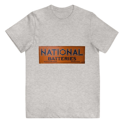 Retro National Battery Sign Patina Style Youth jersey t-shirt