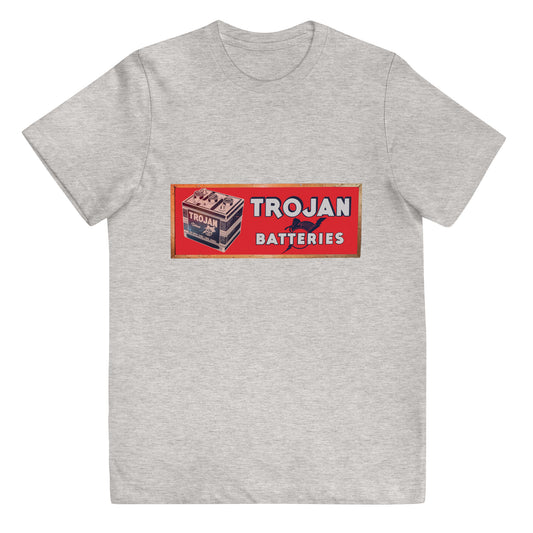 Vintage Trojan Battery Sign Youth jersey t-shirt