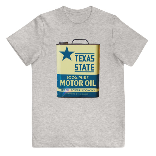 Vintage Texas Motor Oil Can Gallon Design Youth jersey t-shirt