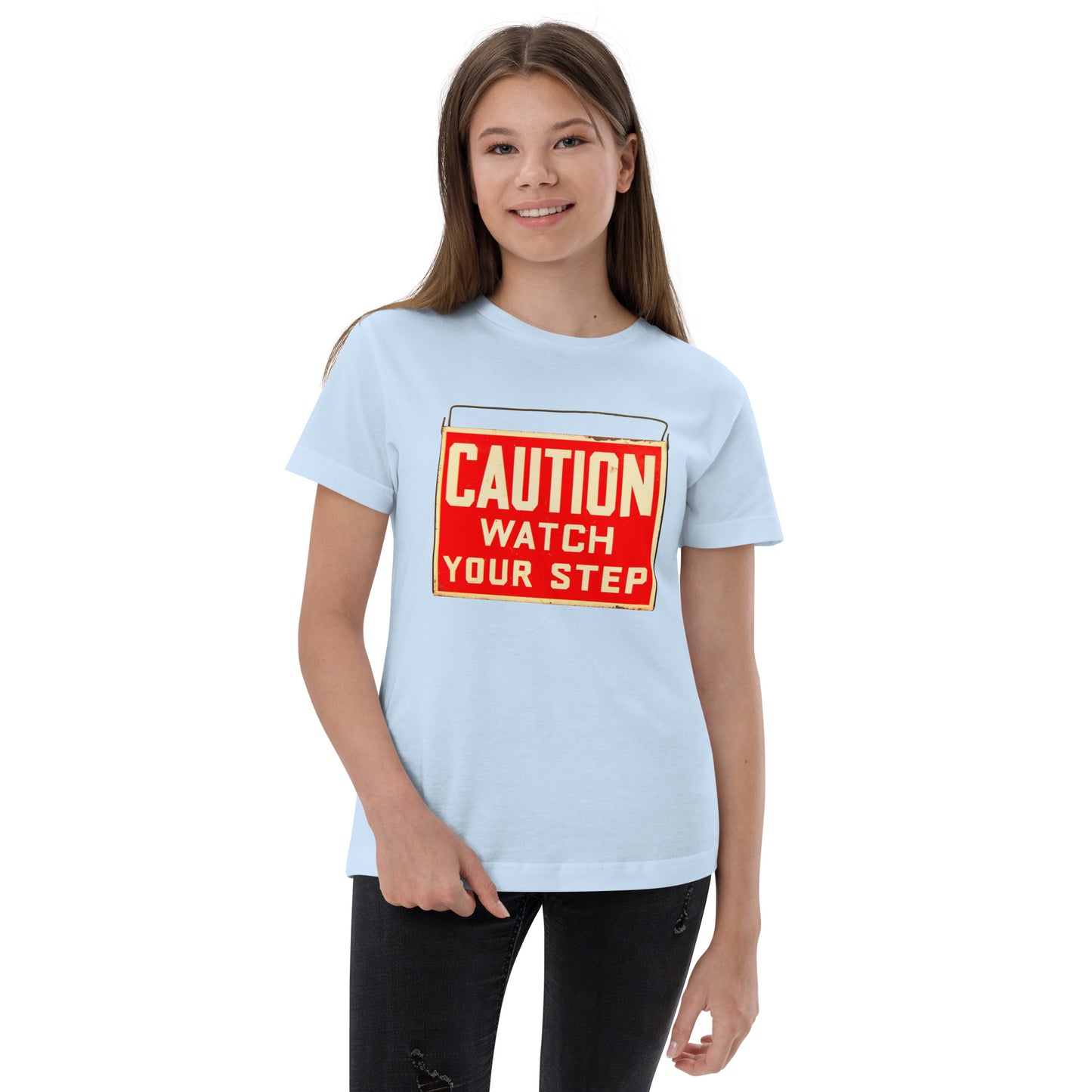 Vintage Wire Hung Caution Sign Youth jersey t-shirt