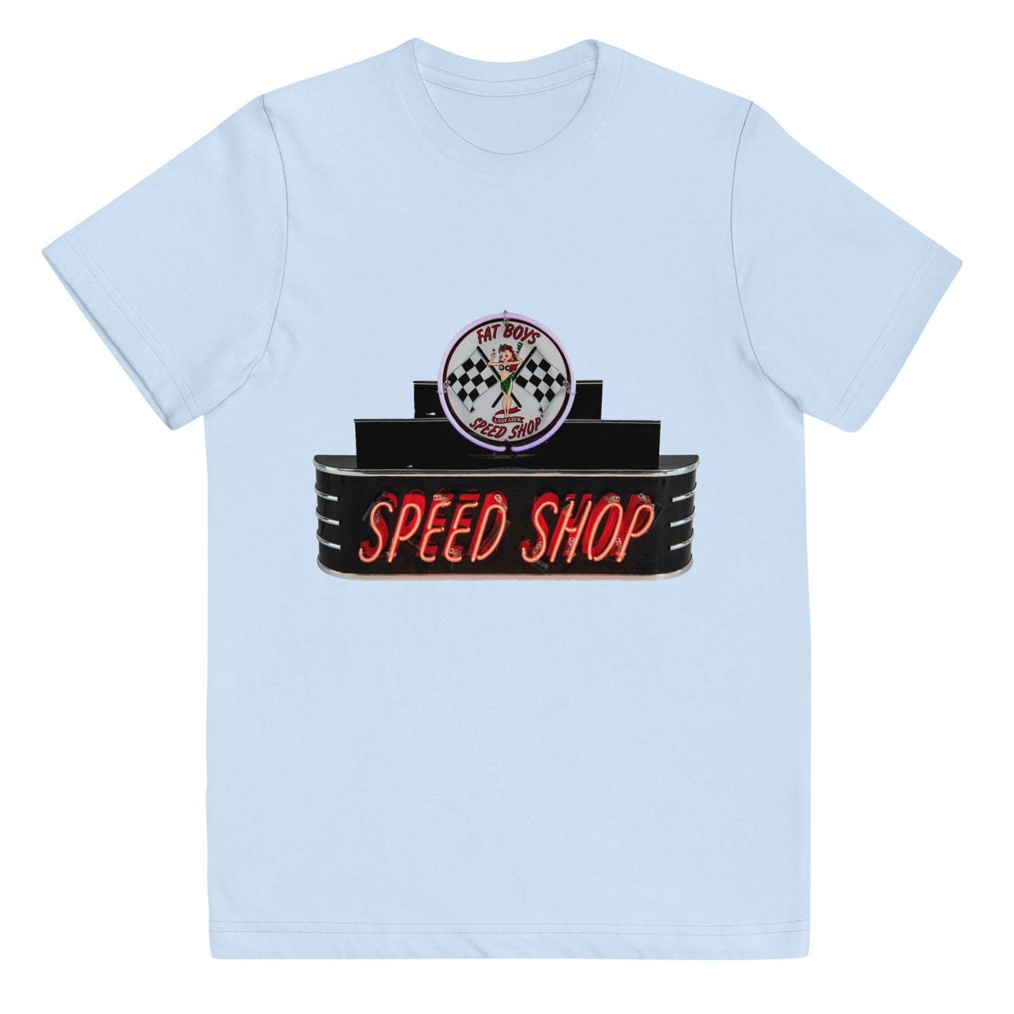 Vintage Neon Speed Shop Sign Youth jersey t-shirt