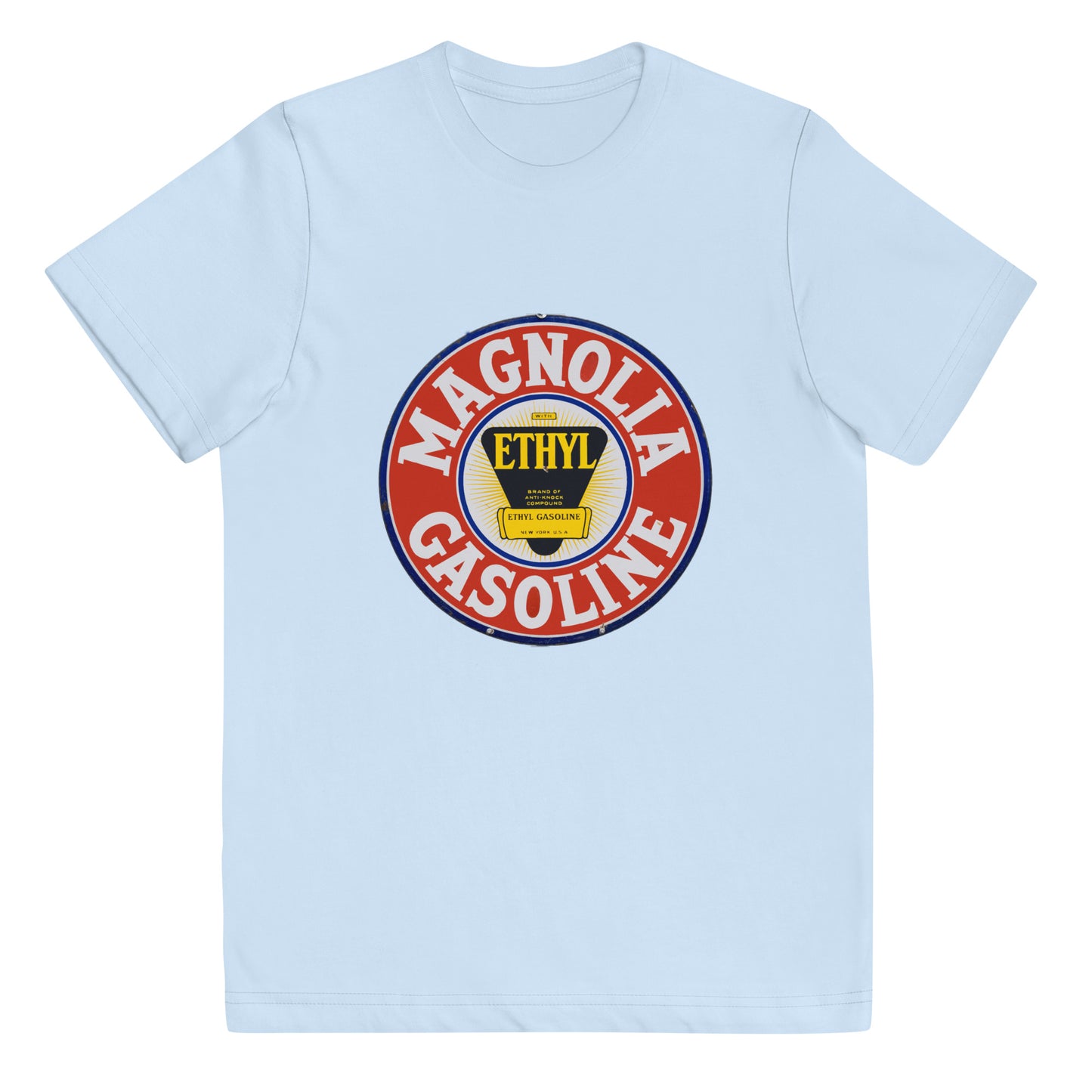 Retro Tin Gas Sign Magnolia Youth jersey t-shirt