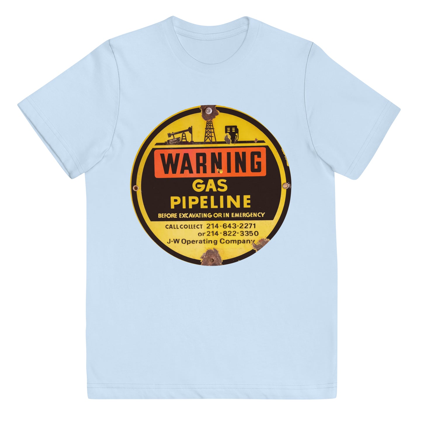 Retro Gas Warning Sign Tin Youth jersey t-shirt