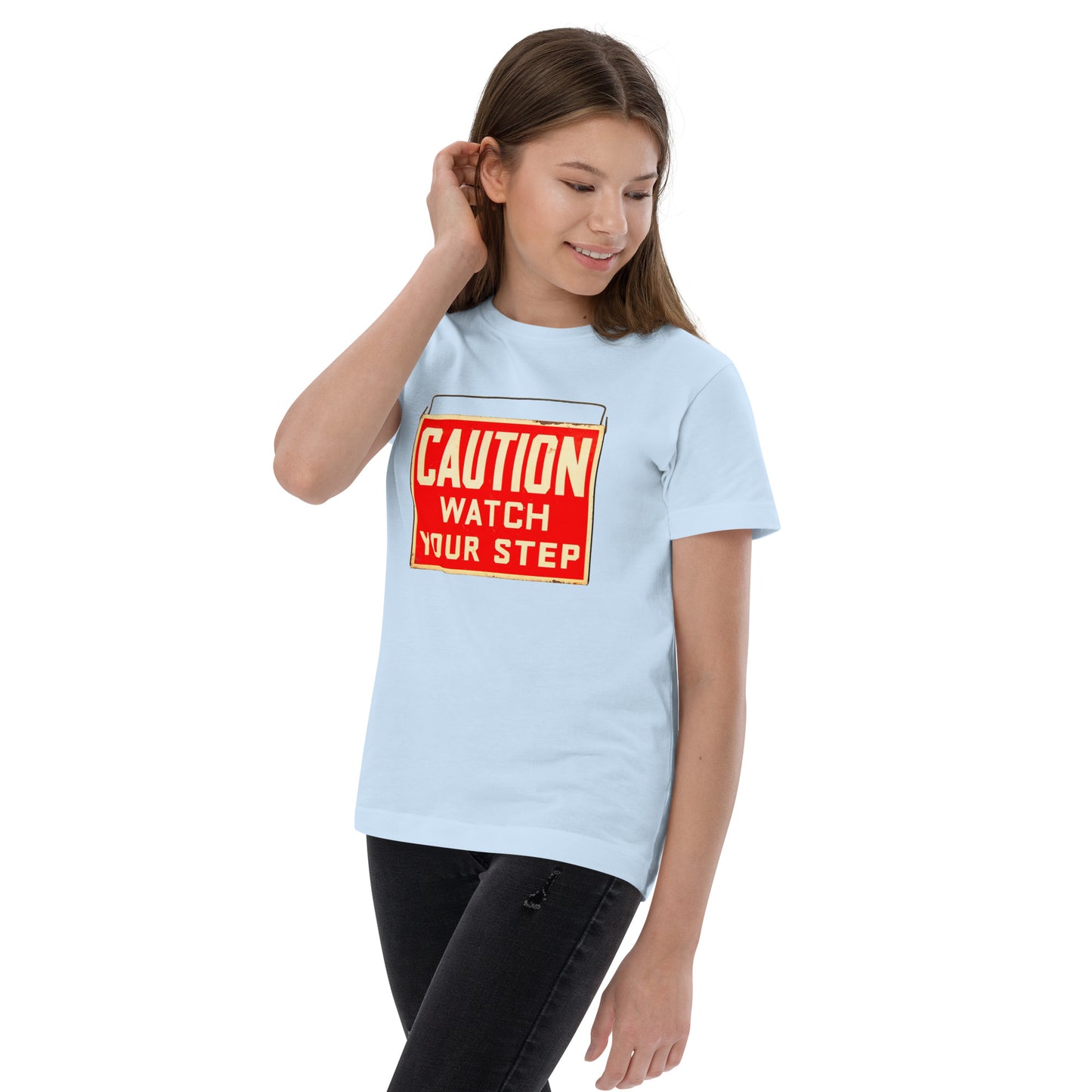 Vintage Wire Hung Caution Sign Youth jersey t-shirt