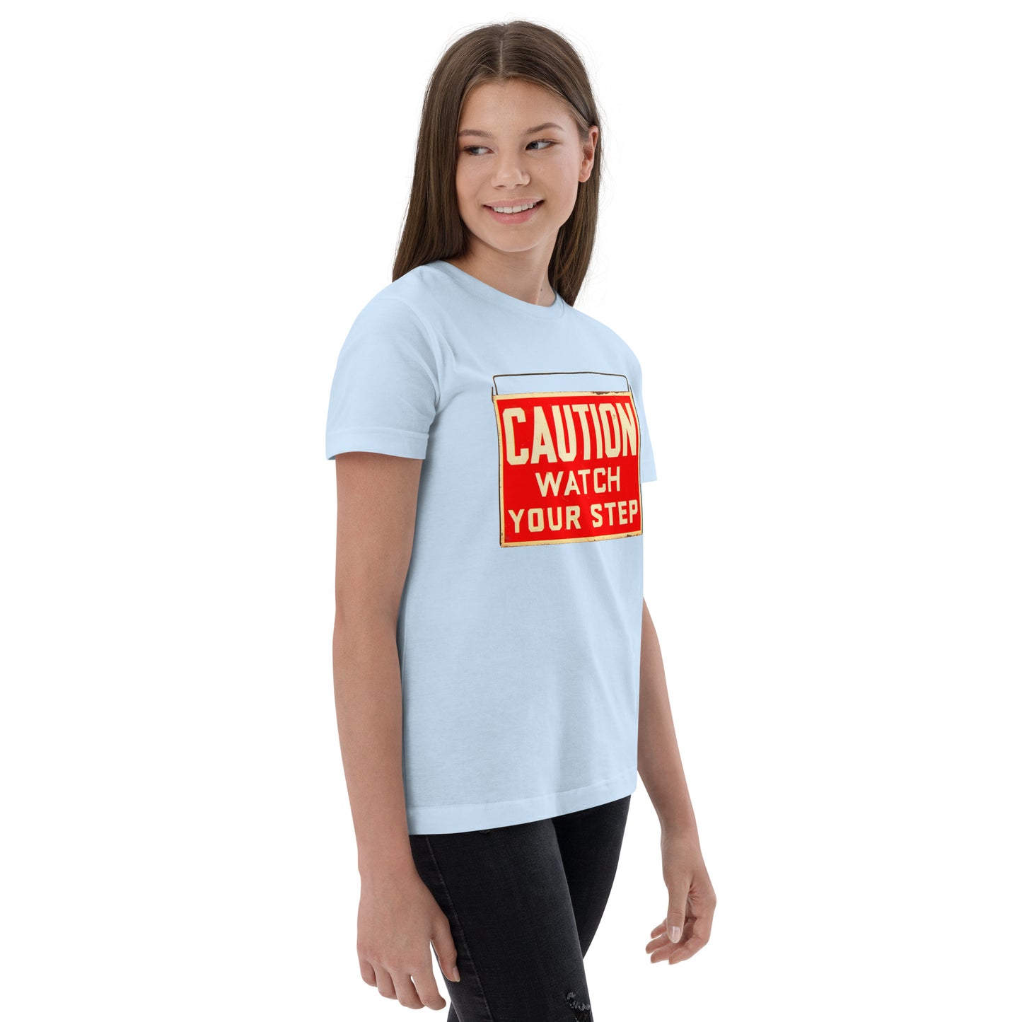 Vintage Wire Hung Caution Sign Youth jersey t-shirt