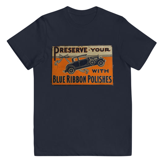 Blue Ribbon Patina Tin Style Youth jersey t-shirt