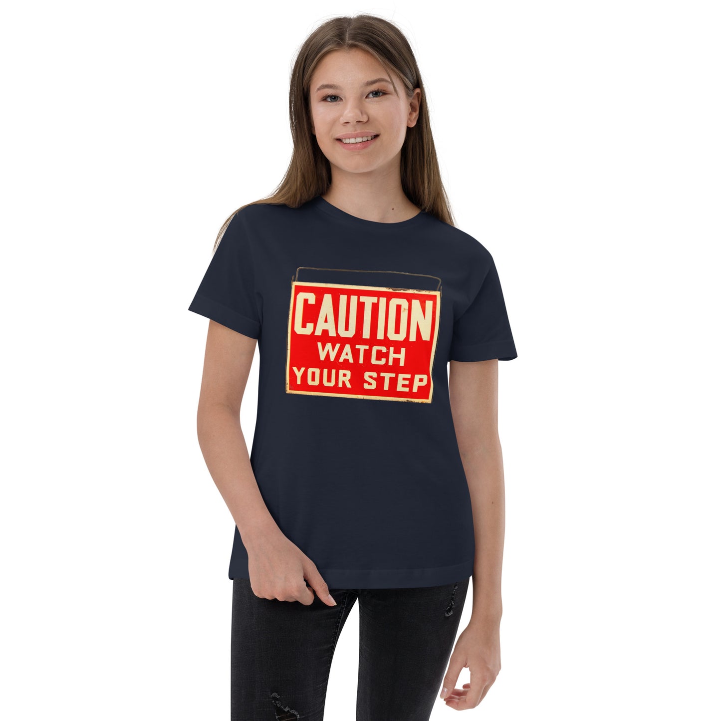 Vintage Wire Hung Caution Sign Youth jersey t-shirt