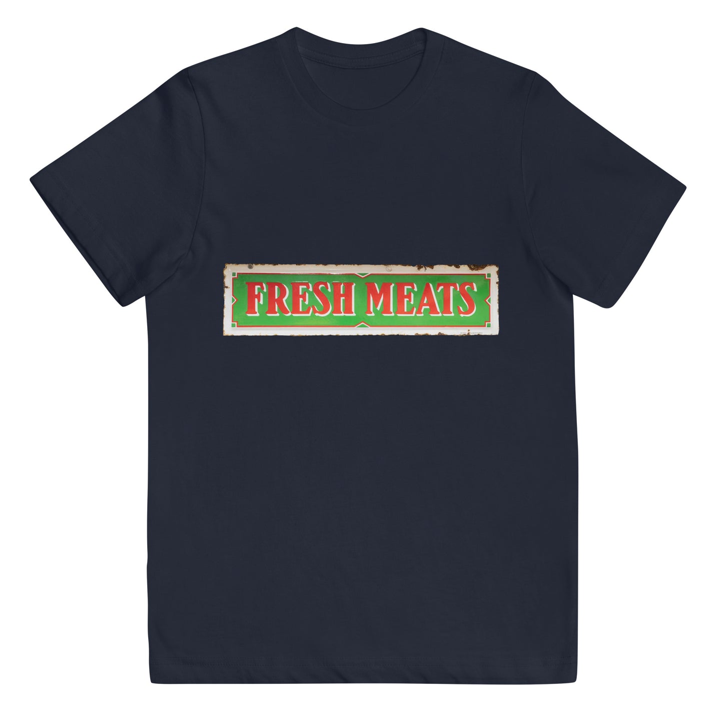 Vintage Fresh Meat Sign Porcelain Style Youth jersey t-shirt