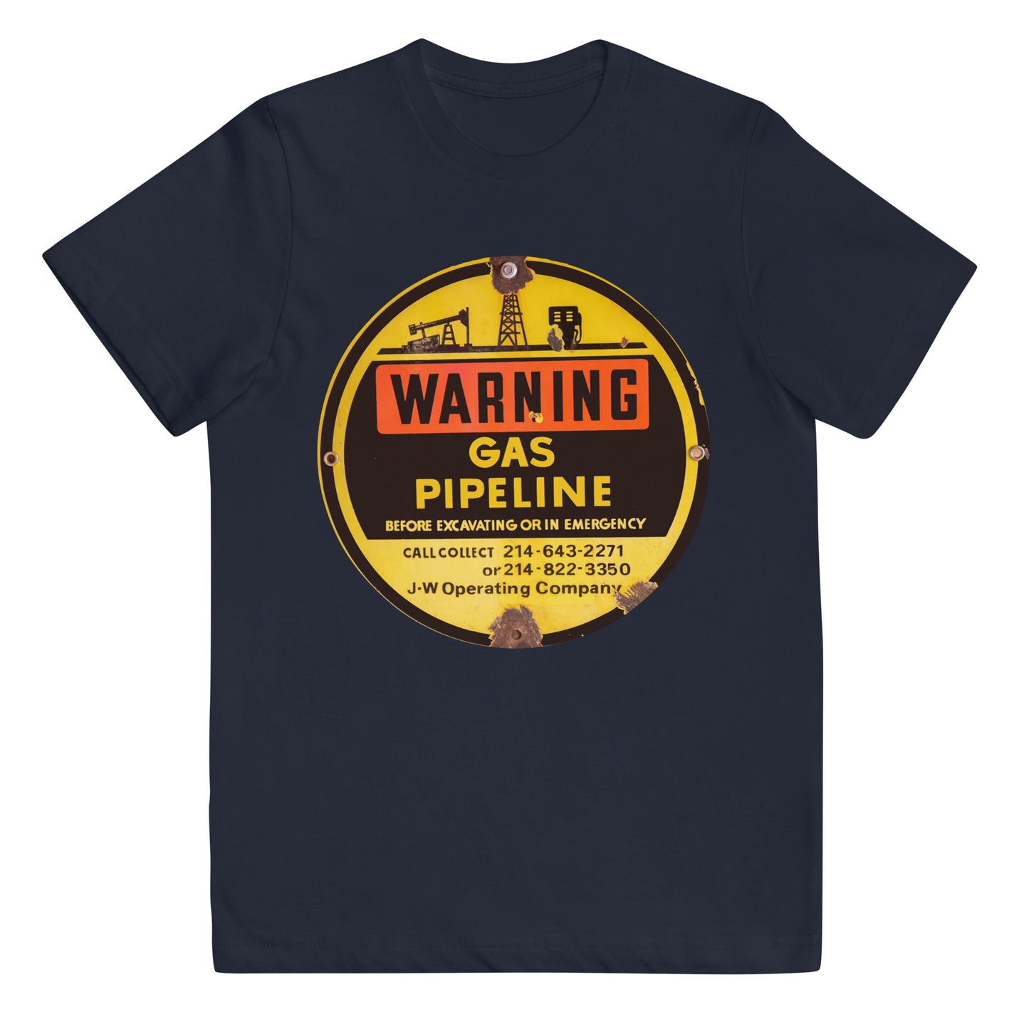 Retro Gas Warning Sign Tin Youth jersey t-shirt