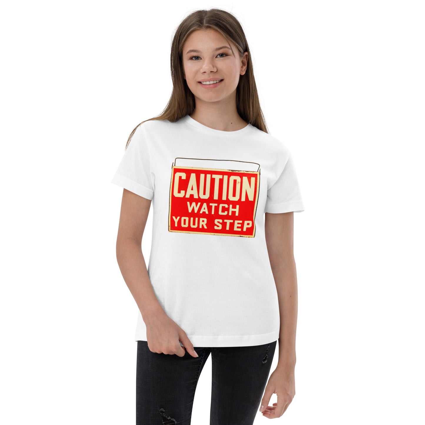 Vintage Wire Hung Caution Sign Youth jersey t-shirt