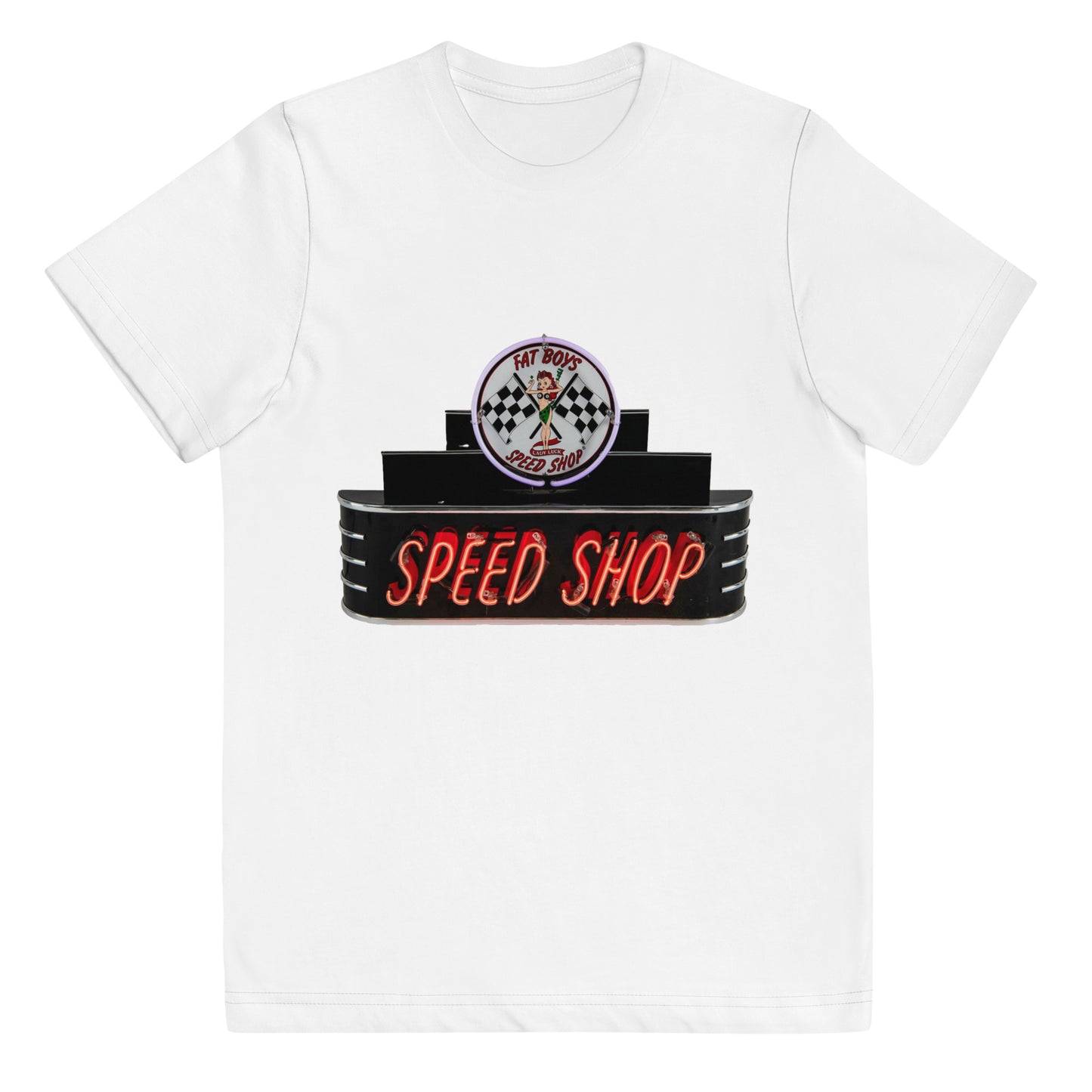 Vintage Neon Speed Shop Sign Youth jersey t-shirt