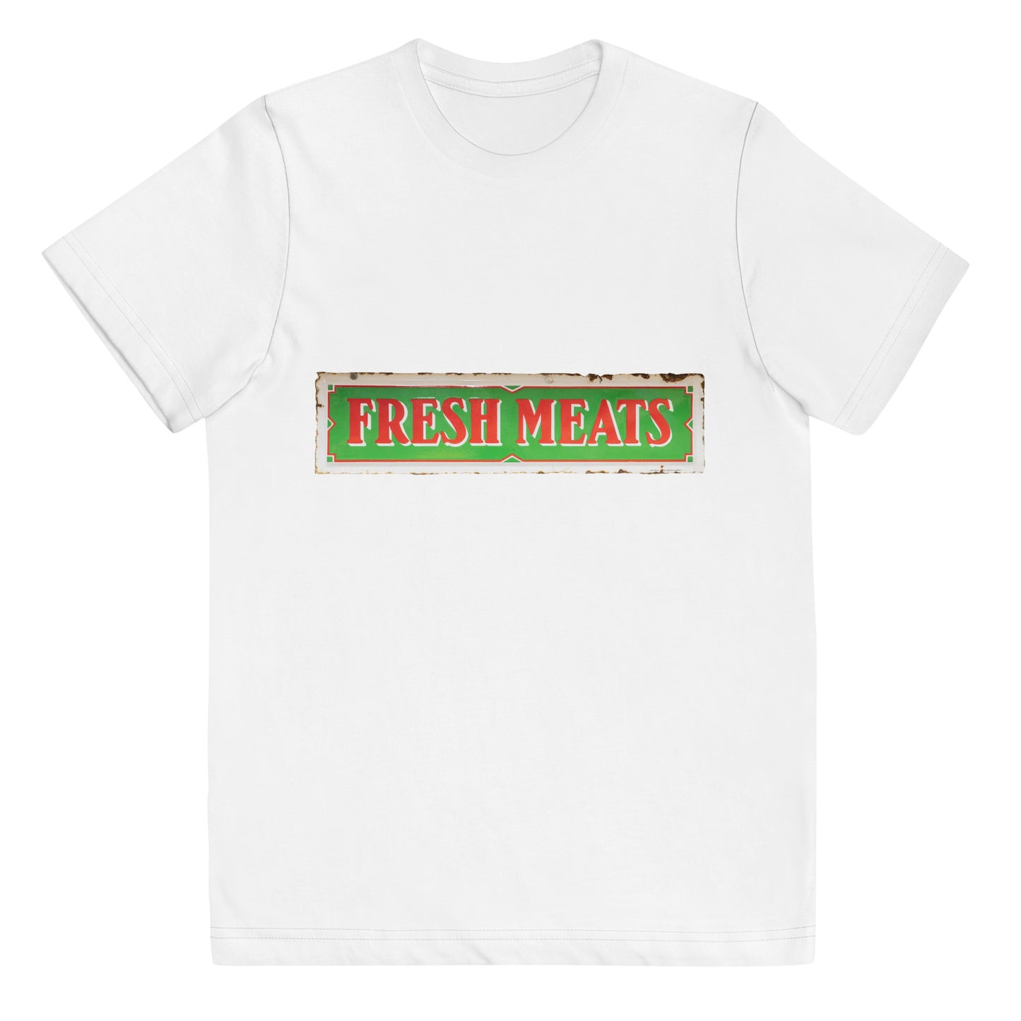 Vintage Fresh Meat Sign Porcelain Style Youth jersey t-shirt